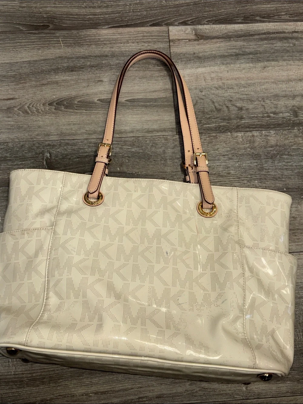Michael Kors Ivory Monogram Tote with Handles